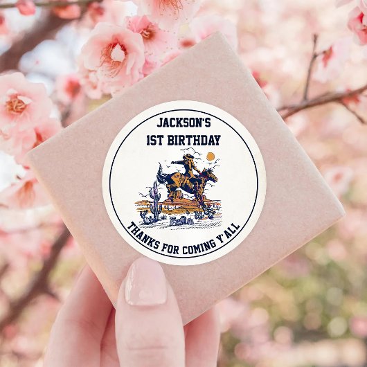 Western Cowboy Verjaardagsfeest Ronde Sticker