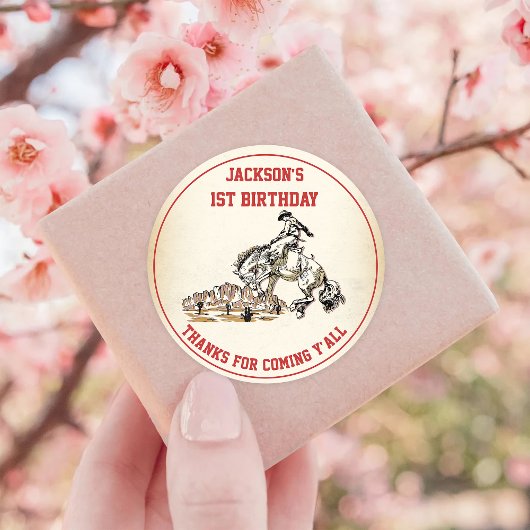 Western Cowboy Verjaardagsfeest Ronde Sticker