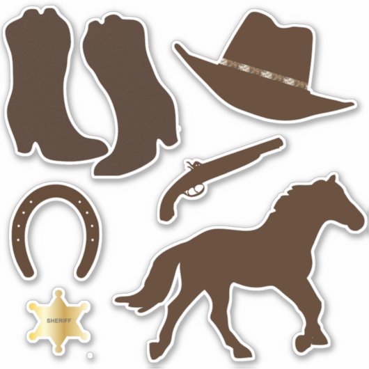 Western Cowboy Vinyl 8" Sticker (Voorkant)