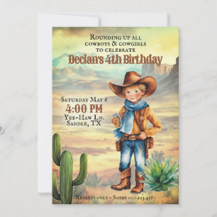Western Cowboy Waterverf Stijl Verjaardagsfeest Kaart