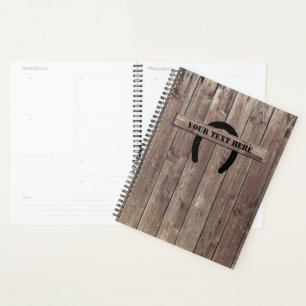 Western Cowboy Weathered Barn Wood Hoefijzer Planner