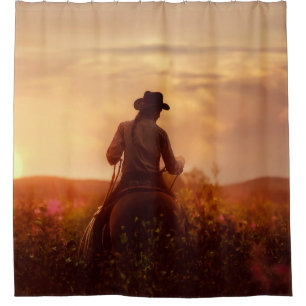 western cowboyportret douchegordijn