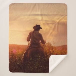 western cowboyportret sherpa deken