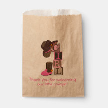 Western Cowgirl Baby shower Favor Bag