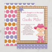 Western Cowgirl Baby Shower Invitation Kaart (Voorkant / Achterkant)