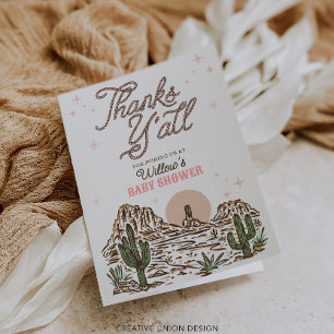 Western Cowgirl Baby shower Merci Cartes