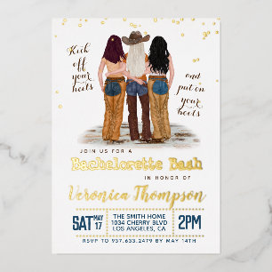 Western Cowgirl Bachelorette Vrijgezellenfeest Folie Uitnodiging