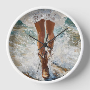 Western Cowgirl Beach Horloge Coastal Cowgirl Déco