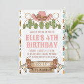 western cowgirl birthday invitations kaart (Staand voorkant)