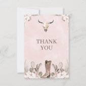Western Cowgirl Boot Carte de remerciements d'anni (Dos)