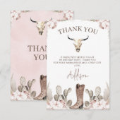 Western Cowgirl Boot Carte de remerciements d'anni (Devant / Derrière)