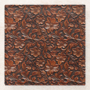 Western Cowgirl Bruin Bloemen Glazen Onderzetter