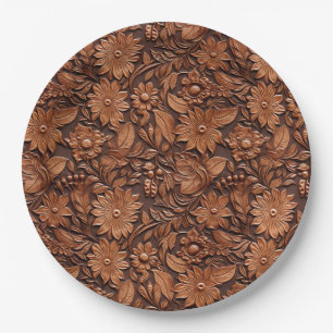Western Cowgirl Bruin Bloemen Papieren Bordje