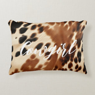 Western cowgirl bruin wit Koeienhuid Accent Kussen