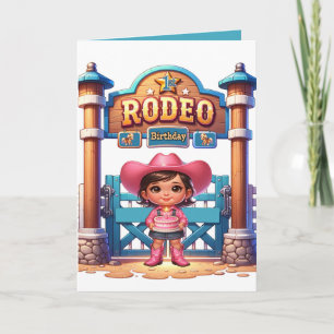 Western Cowgirl Eerste Rodeo Verjaardag Custom Kaart