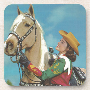  Western Cowgirl en Palomino Horse Bier Onderzetter