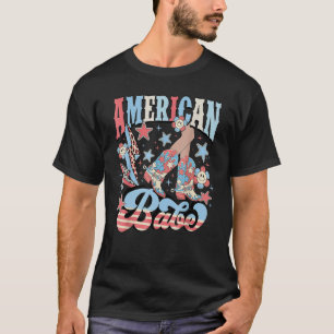 Western cowgirl laarzen groovy amerikaanse meisjes t-shirt