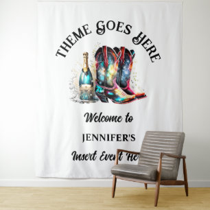 Western cowgirl-laarzen iriserende mousserende wij wandkleed