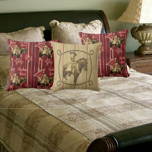 Western  cowgirl op paard kussen