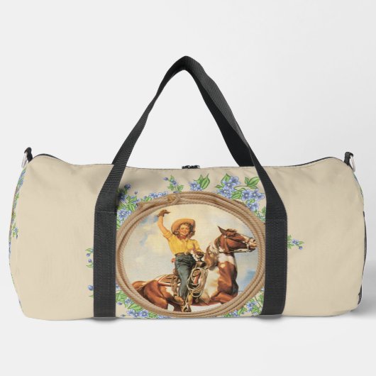 Western cowgirl paard met touwbloemen Plunjezak (Voorkant)