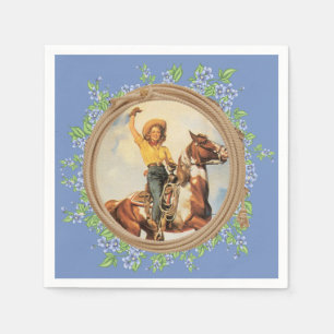  Western cowgirl paard met touwbloemen Servet
