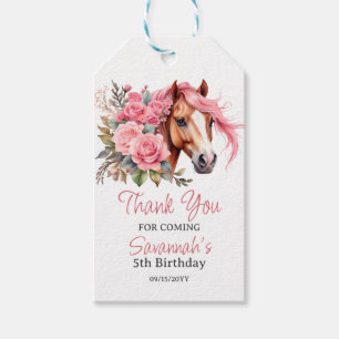 Western Cowgirl Paard Verjaardagsfeest Cadeaulabel