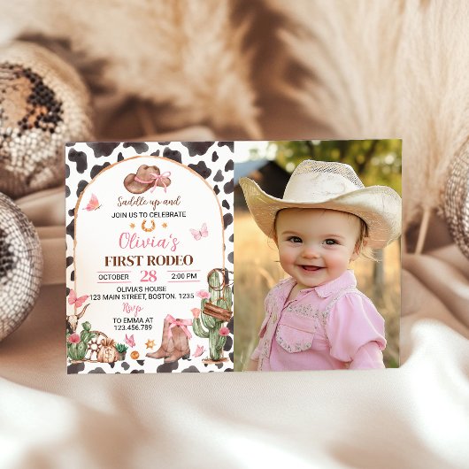 Western Cowgirl Pink Bow Invitation photo Annivers