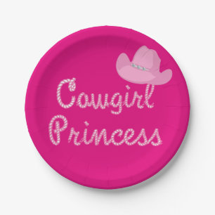Western Cowgirl Princess Party Roze Pet Papieren Bordje