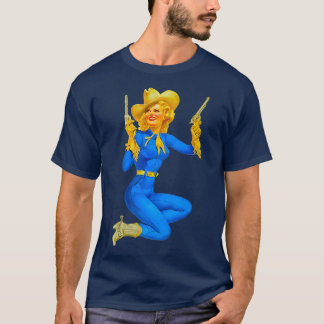 Western Cowgirl Retro Pin Up Girl T-shirt
