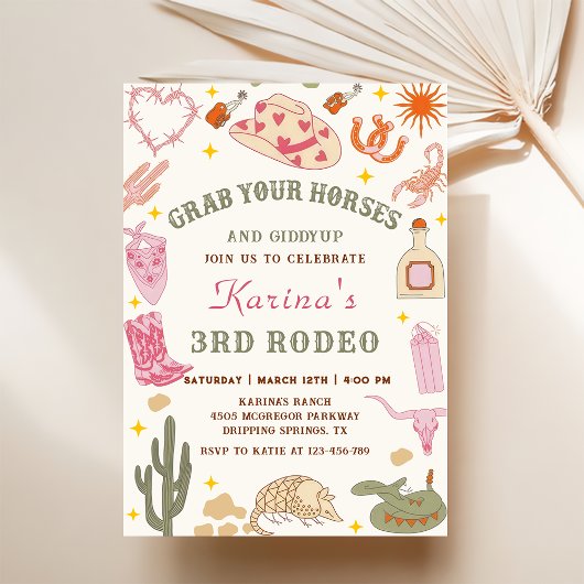 Western Cowgirl Rodeo Anniversaire Fête Invitation