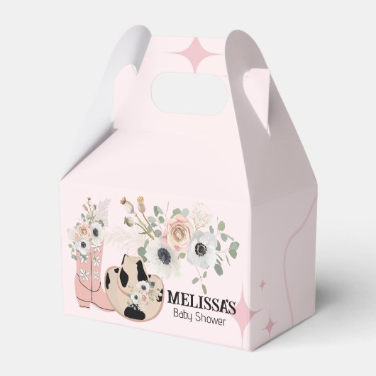 Western Cowgirl Roze Laarzen Petten Custom Bedankdoosjes (Voorkant Zijde)