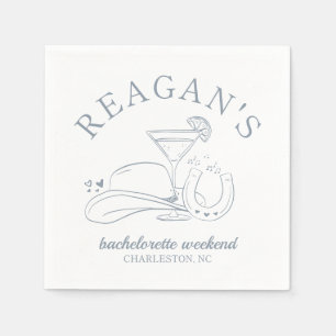 Western Cowgirl Schattige Hand getrokken vrijgezel Servet