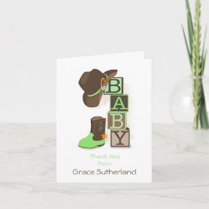 Western Cowpoke Baby shower Merci Note