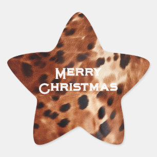 Western crème gevlekt bruin zwart Koeienhuid Ster Sticker