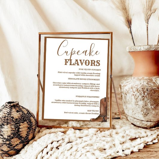 Western Cupcake bruiloft menu teken dessert teken Poster