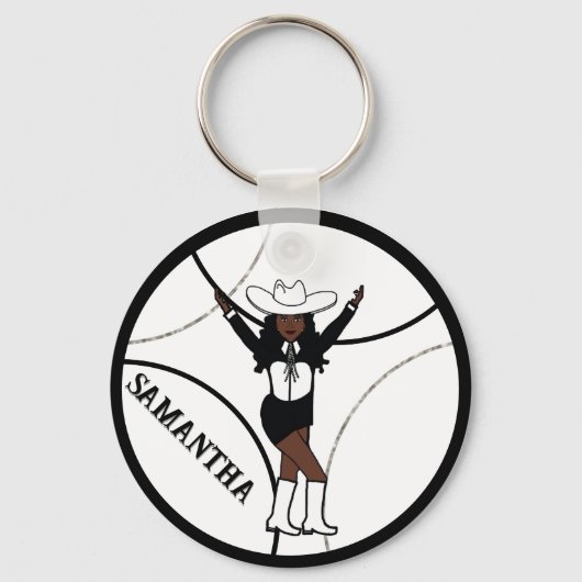 Western/Dancer Sleutelhanger Zwart Wit A (Voorkant)