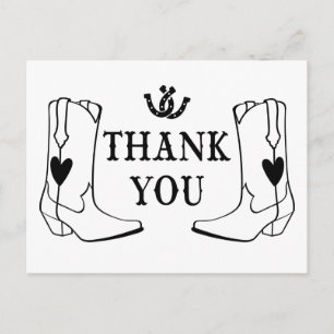 Western Dank u Cowboy Boot Country Wedding Briefkaart