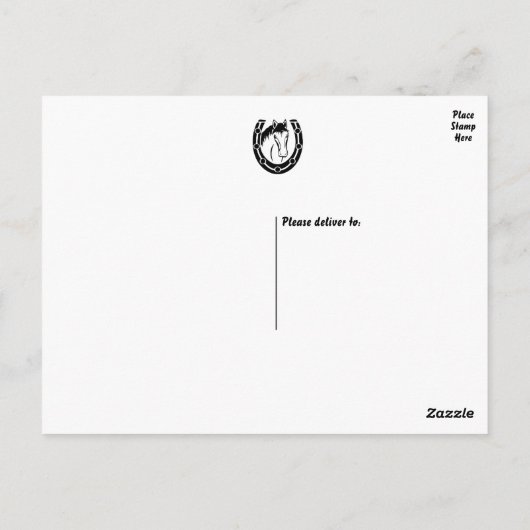 Western Dank u Paard Hoefijzer Trouwhout Briefkaart (Achterkant)