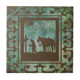 Western decor Praying Cowboy Tile Tegeltje