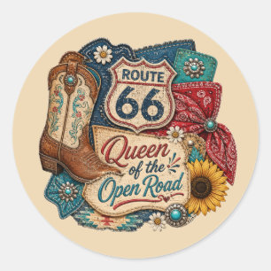 Western Denim en Sunflower Roadside Badge Ronde Sticker