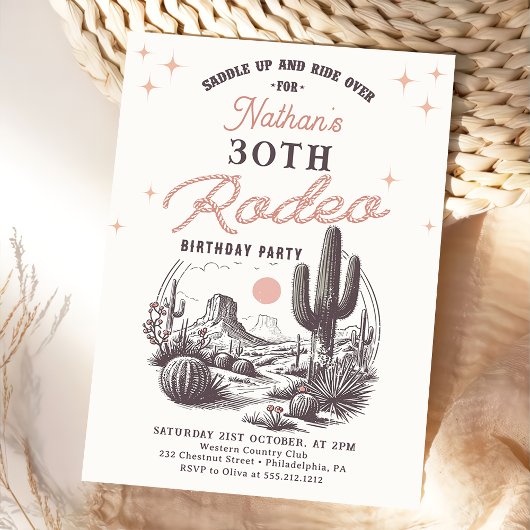 Western Desert Rodeo 30th Birthday Invitation