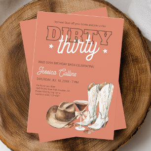 Western Dirty Thirty Cowgirl 30ste verjaardagsfees Kaart