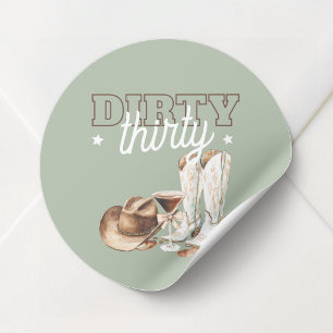 Western Dirty Thirty Cowgirl 30ste verjaardagsfees Ronde Sticker