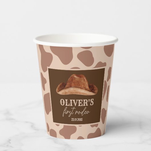 Western Eerste Rodeo Wild West Cowboy 1e Verjaarda Papieren Bekers (Achterkant)