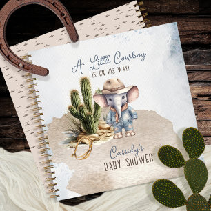 Western Elephant Cowboy Baby shower Gastenboek Notitieboek