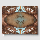 Western Faux Leather en Turquoise Gastenboek (Voorkant)