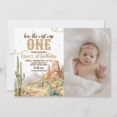 Western First Birthday Photo Invite Kaart (Voorkant)