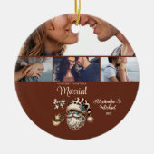 Western First Christmas Married 4 Photo Keramisch Ornament (Voorkant)
