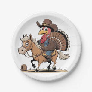 Western Gekookte Turkije Thanksgiving Cowboy Cowgi Papieren Bordje