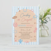 Western Gender Reveal Cowboy or Cowgirl Stripe Kaart (Staand voorkant)
